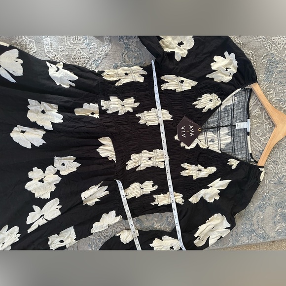 NWT Ava & Viv Women's Size Black Floral Balloon Sleeve Pleated Cocktail size 3X - Picture 10 of 12